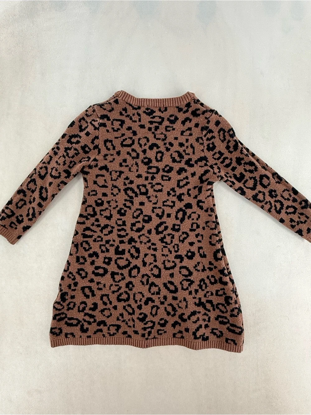Vince Camuto Girls' Brown and Black Leopard Knit Cardigan Dress